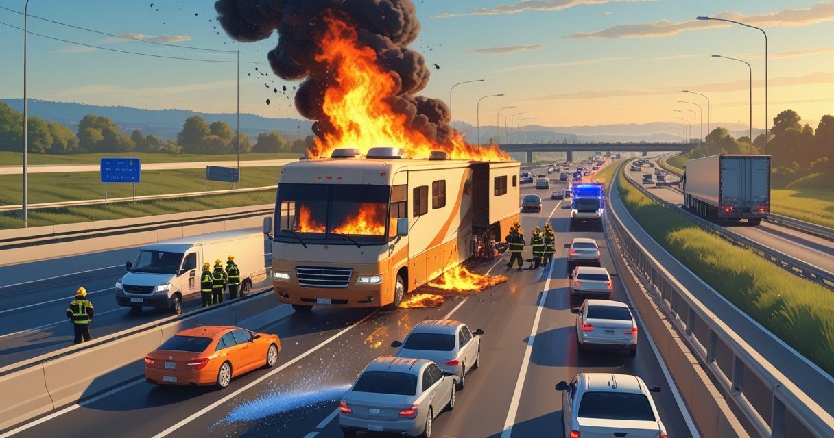 Shocking RV Fire on Highway: How One Group Lost Everything—And What You Can Learn