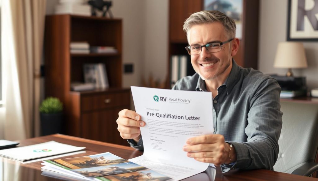 Person receiving pre-qualification letter for RV loan despite bad credit