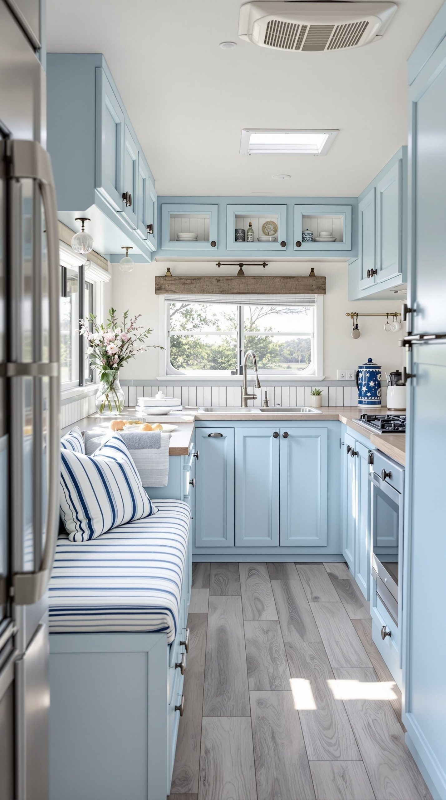 Coastal Blue and White RV Interior