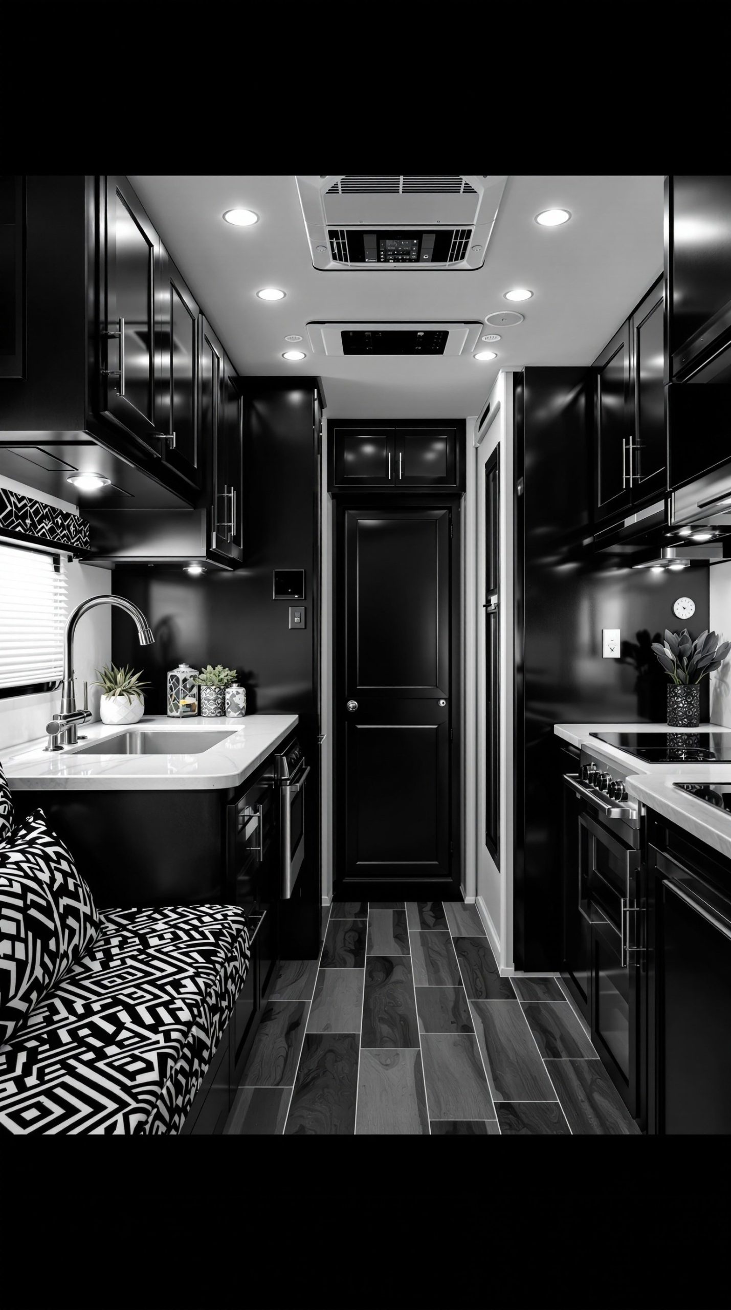 Monochromatic Black and White RV Interior