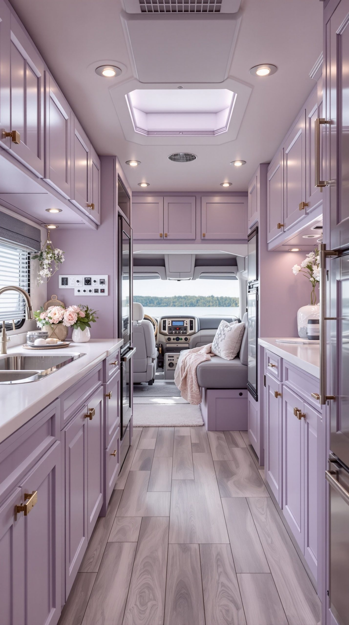 Lavender and Silver Elegance RV Interior