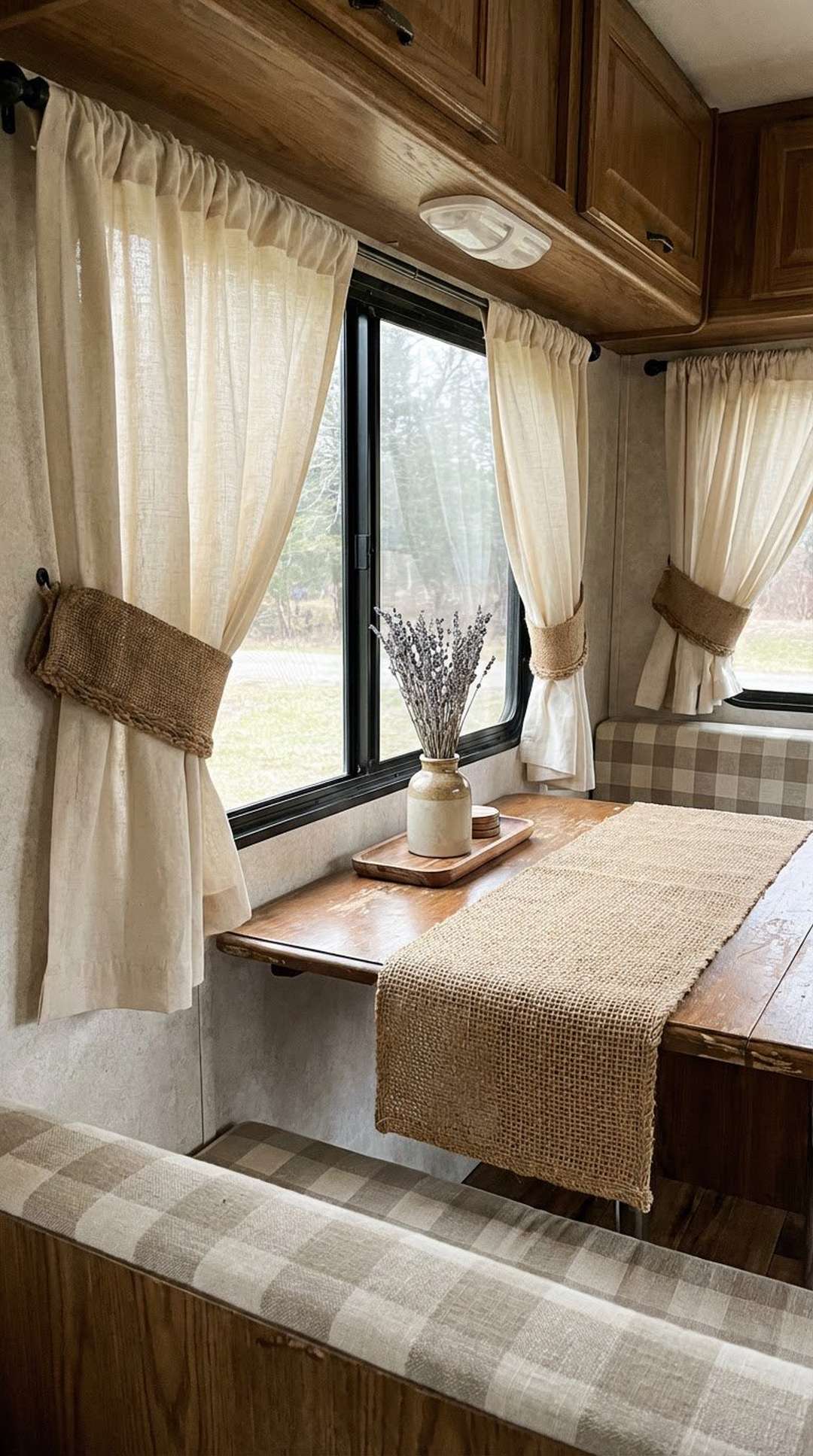Burlap and jute textile accents in rustic French farmhouse style