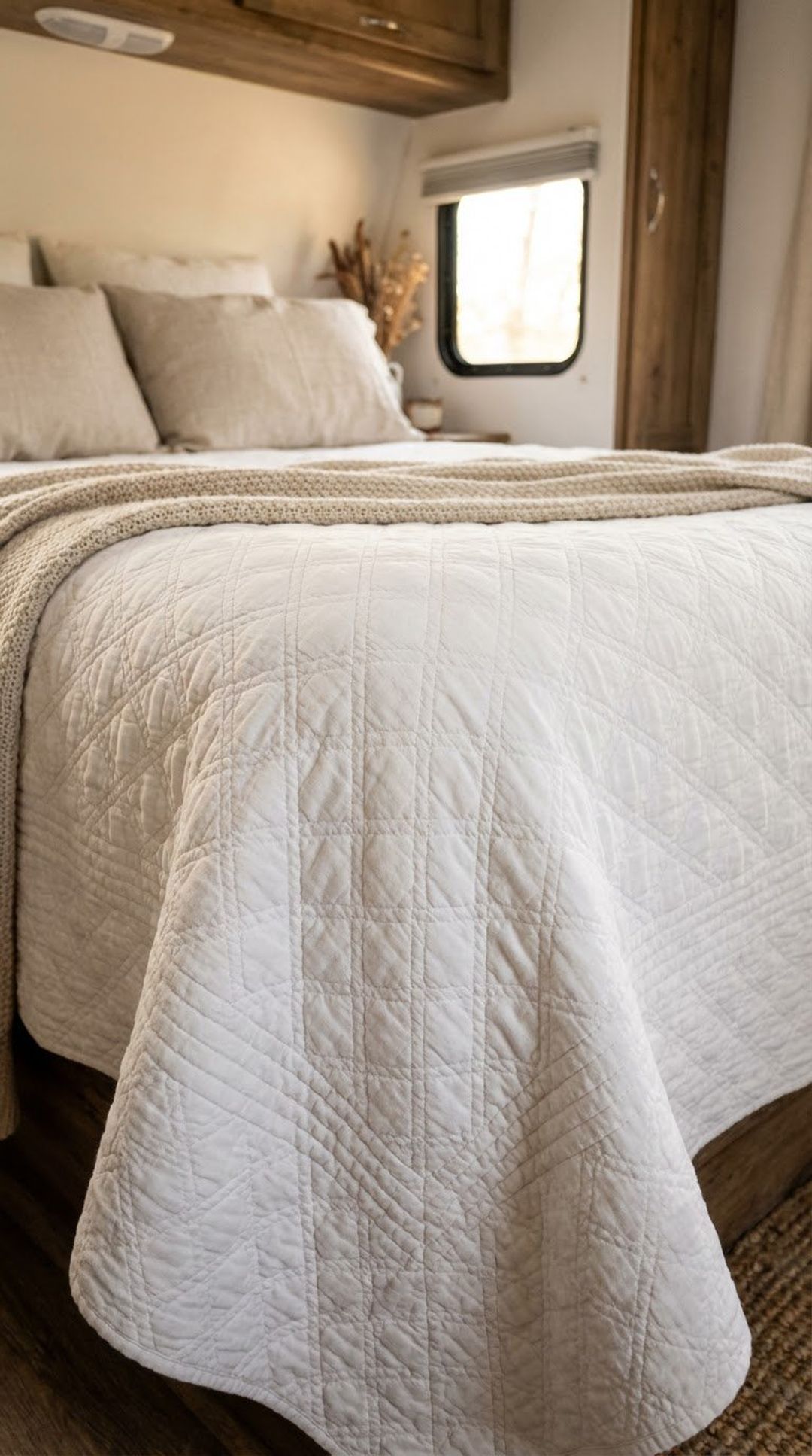 Quilted cotton bedspread in French boutis style