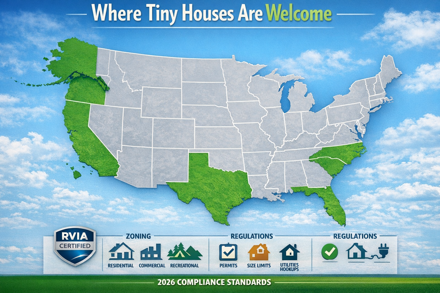 Portrait/Pinterest format (1024x1536) detailed infographic showing state-by-state map of United States with six states highlighted in green 