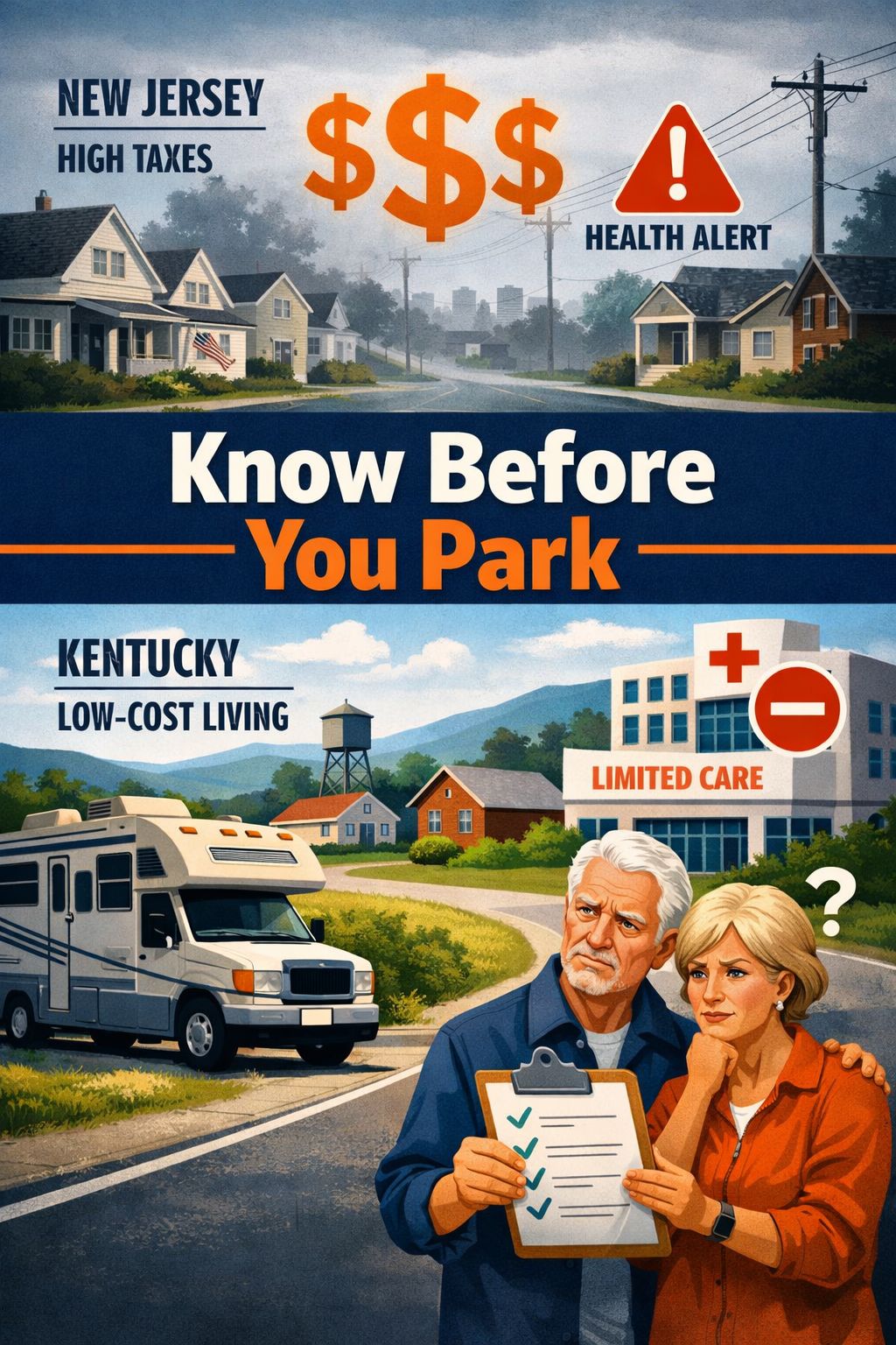 Portrait/Pinterest format () editorial infographic-style image showing a split comparison panel: top half displays a gloomy