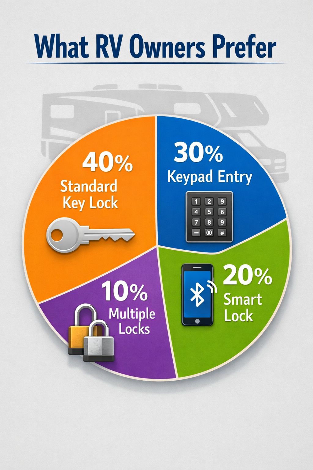 Portrait/Pinterest format () infographic-style illustration showing a colorful pie chart poll results graphic with four
