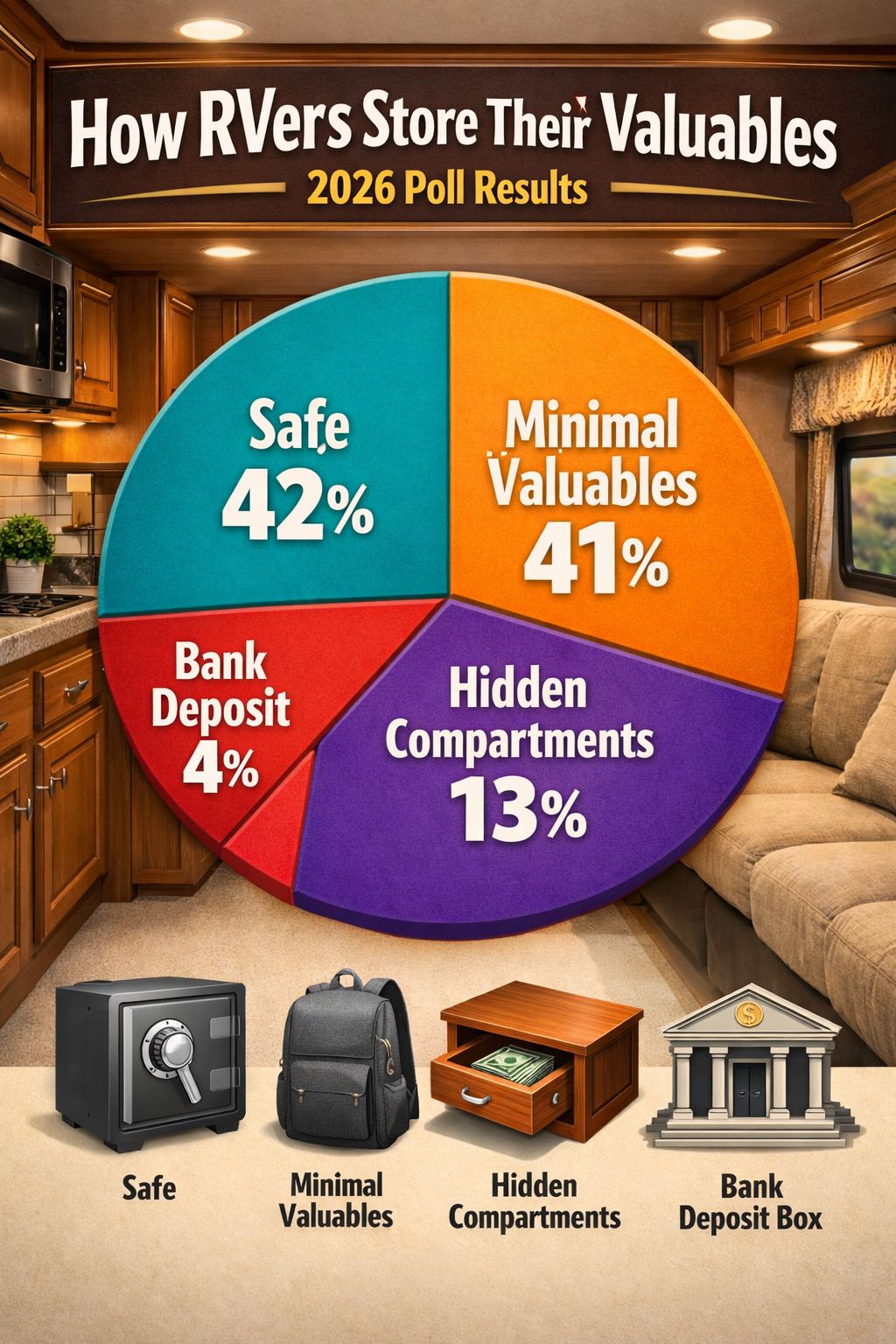 Portrait/Pinterest format () infographic-style image showing a colorful pie chart poll results graphic with four segments