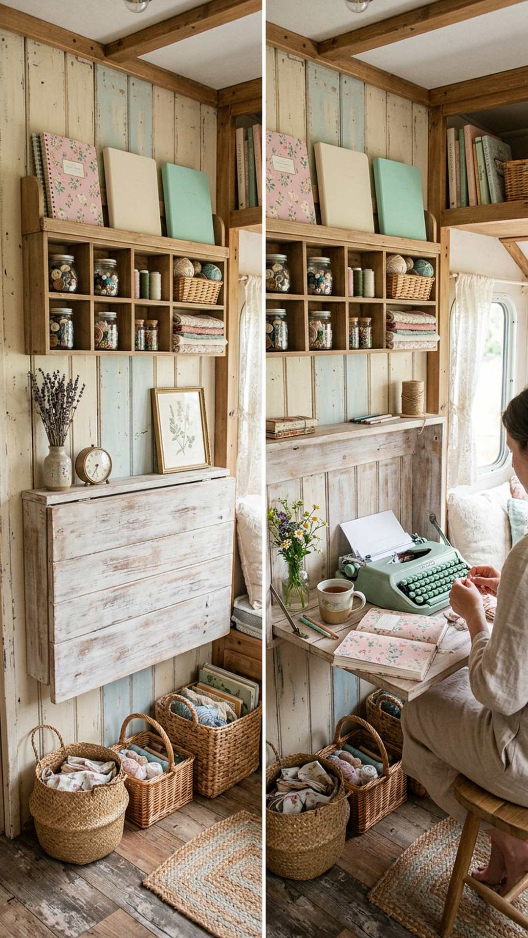 12. Use a Fold-Down Desk for Office and Craft Supplies