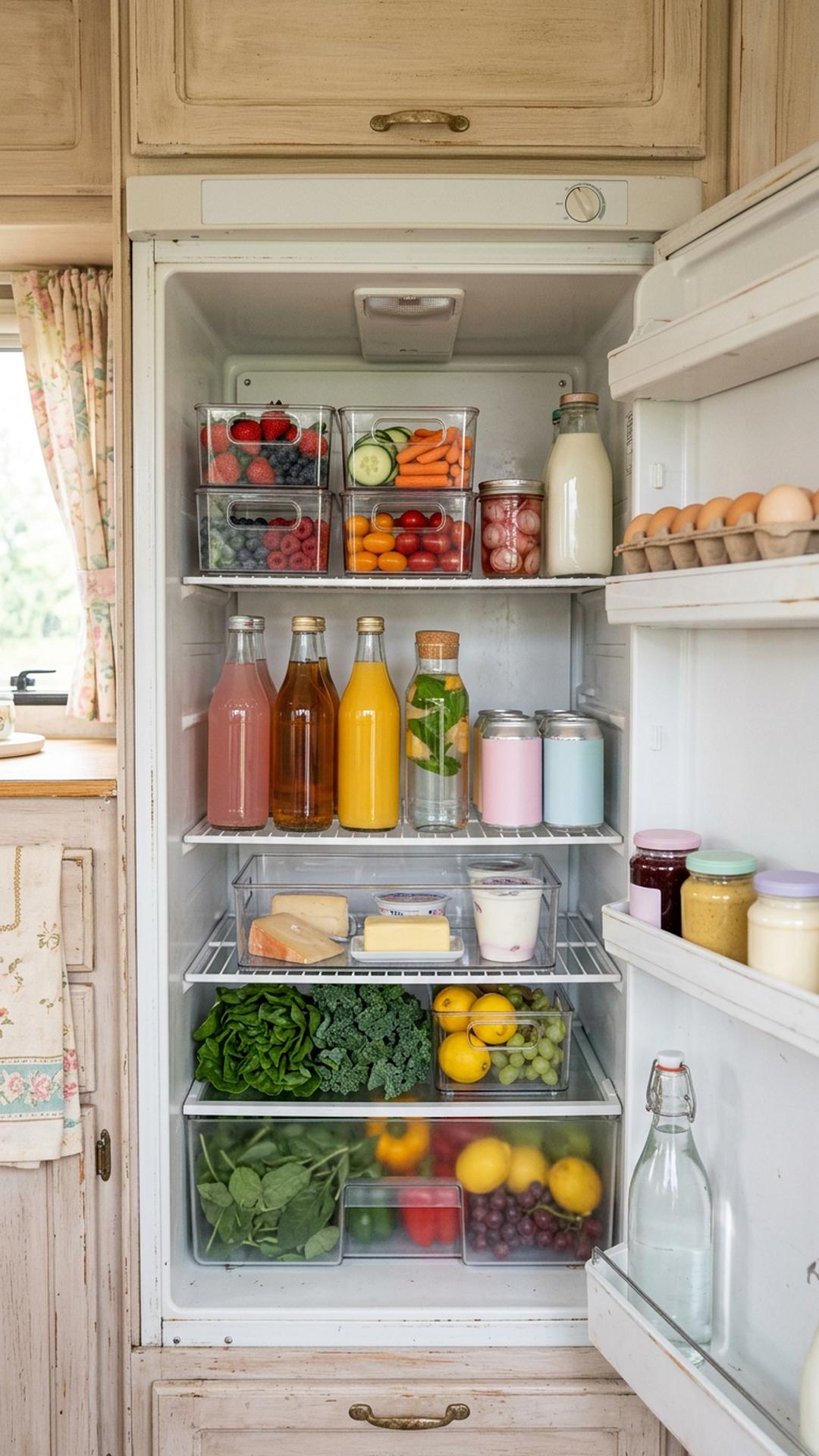 13. Corral the Fridge With Clear Bins