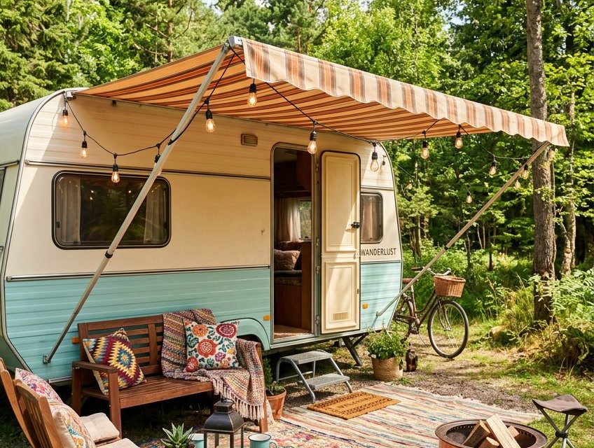 18 Creative Ideas for Your Shabby Chic Camper’s Awning Area