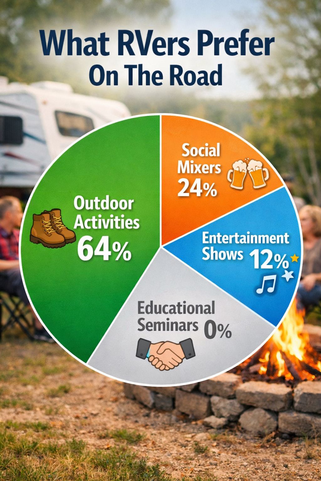 Portrait/Pinterest format () infographic-style image showing a colorful pie chart poll results graphic with four segments