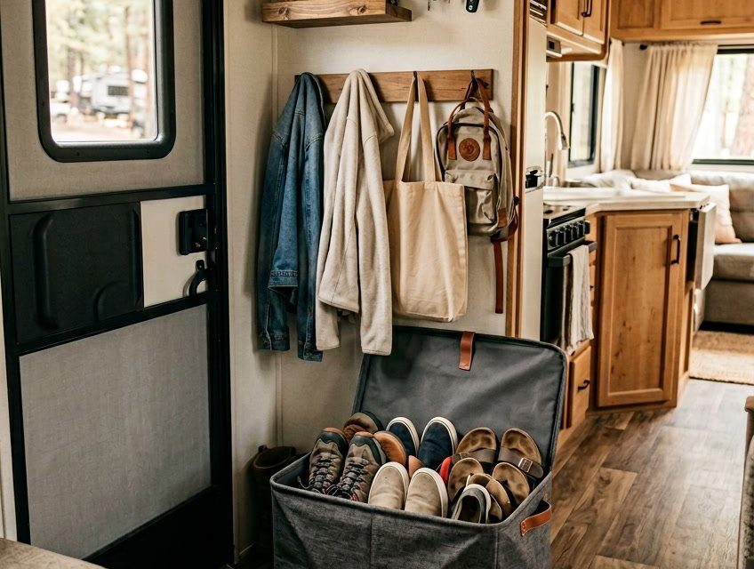 19 RV Entryway Storage Ideas to Stop Shoes, Coats, and Bags From Taking Over