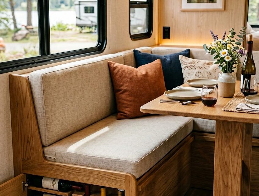 16 RV Dining Nook Ideas That Add Storage, Style, and Seating
